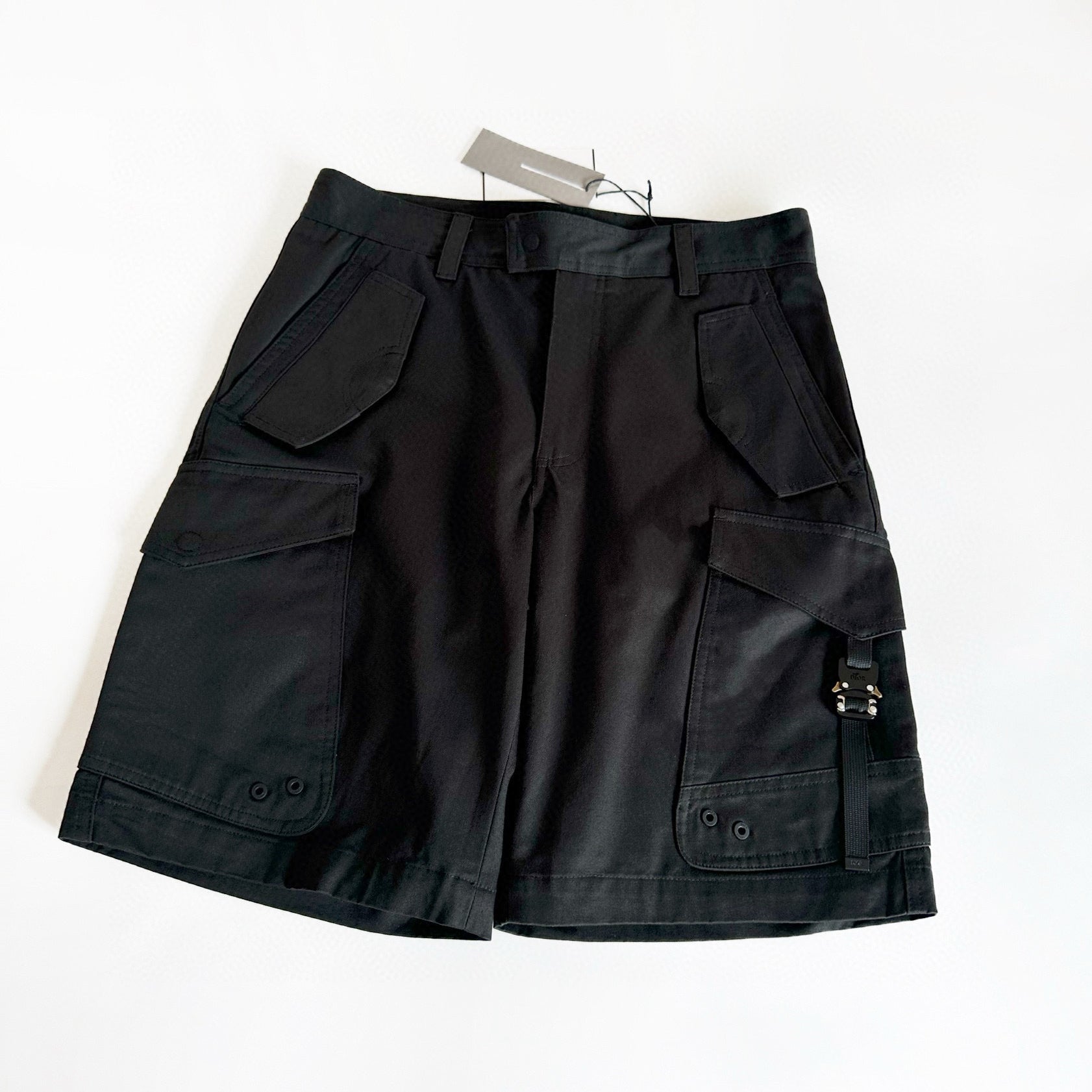 Men's Summer Solid Color Mid Waist Buttoned Casual Polyester Shorts Pants #98884