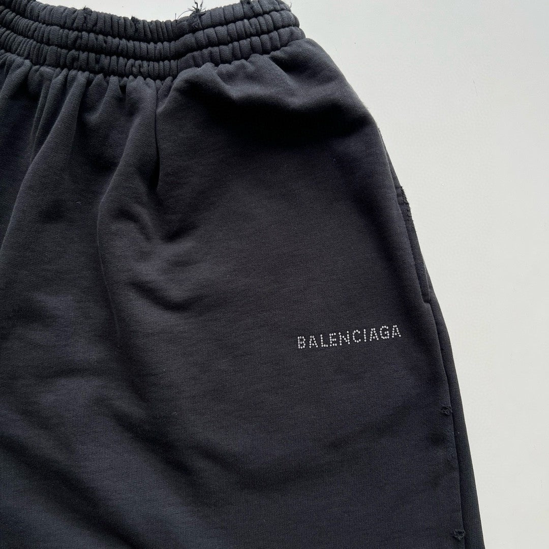 Men's Summer Hot Drill Logo Letter Print Black Cotton Shorts Pants #99727