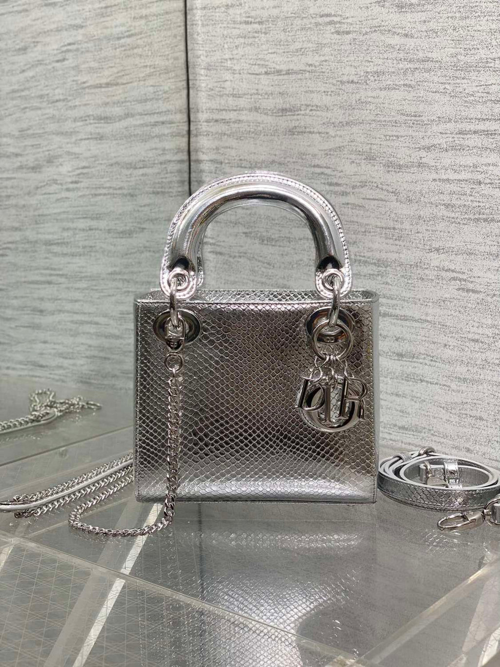 CD Lady Women's Solid Color Metal Pendant Detachable Chain Shoulder Strap Snake Skin Single Shoulder Crossbody Handbag Bag Bags #77722