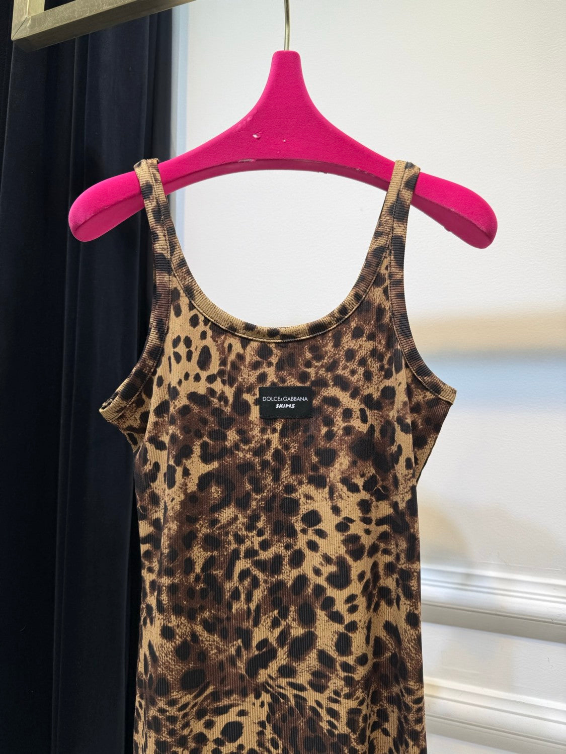 Women's Summer Ribbed Round Neck Slim Mini Halter Leopard Dresses #75619