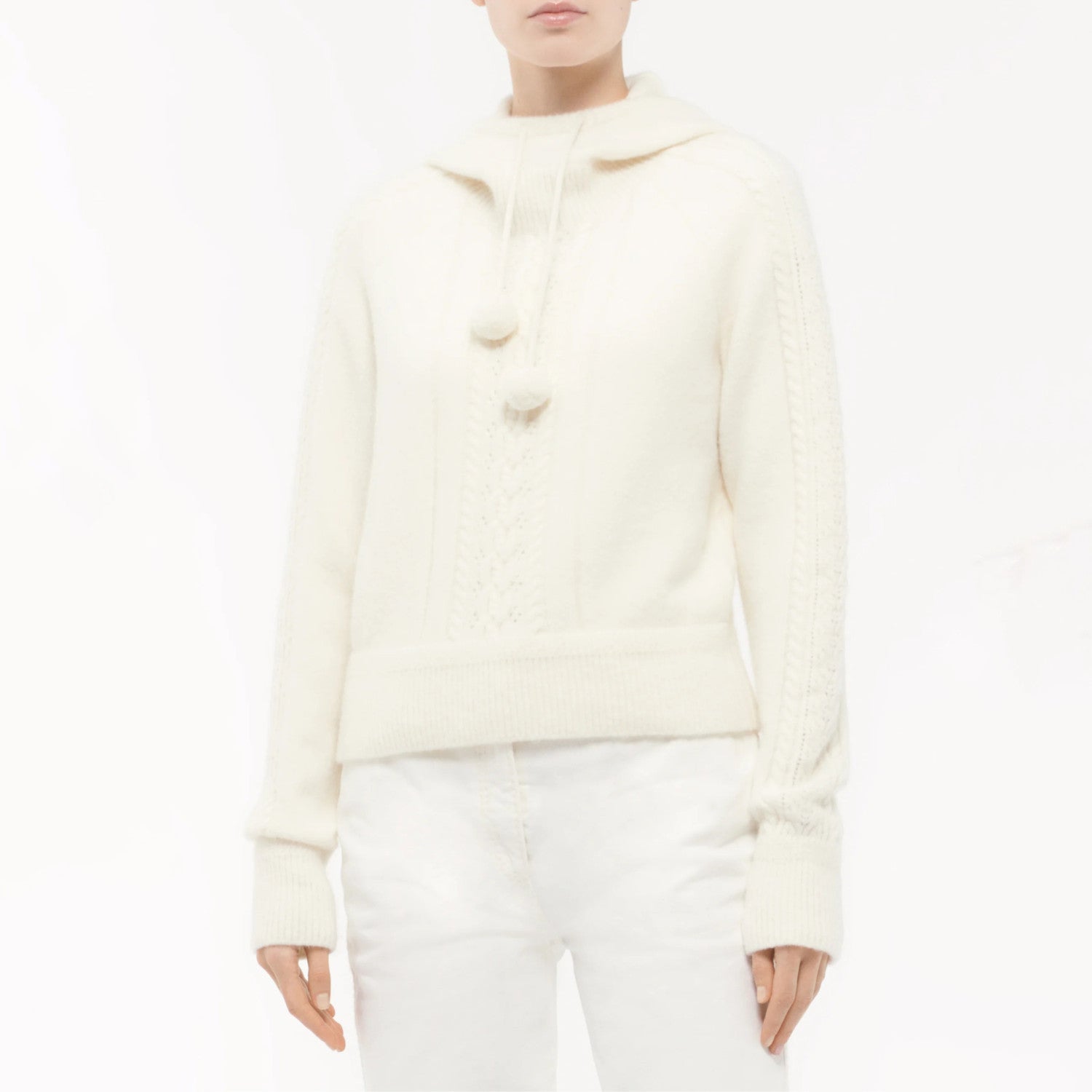 Women's Autumn and Winter Solid Color Cashmere Knit Hooded Sweatshirt #74245