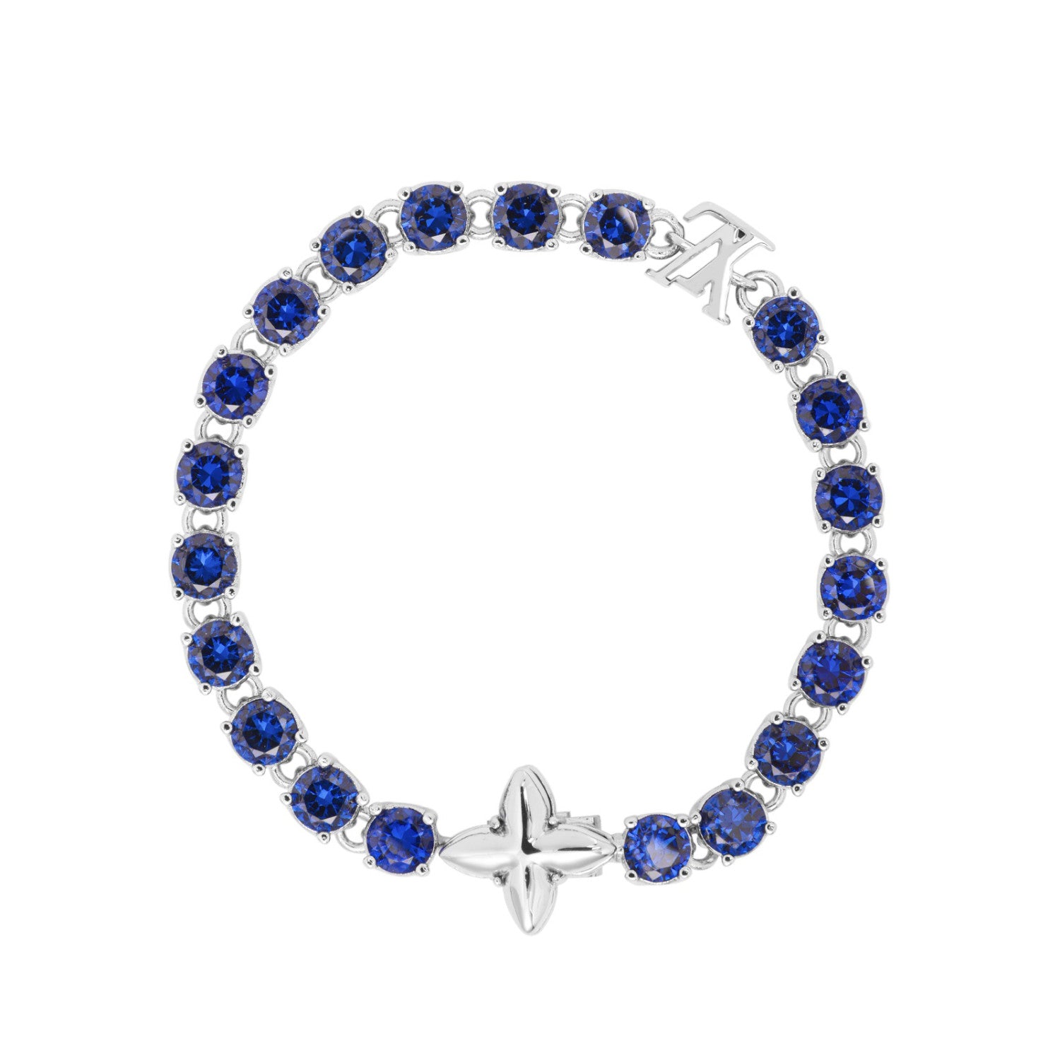 CRYSTAL Men's Blue Monogrammed Zirconia Bracelet Jewelry #73244