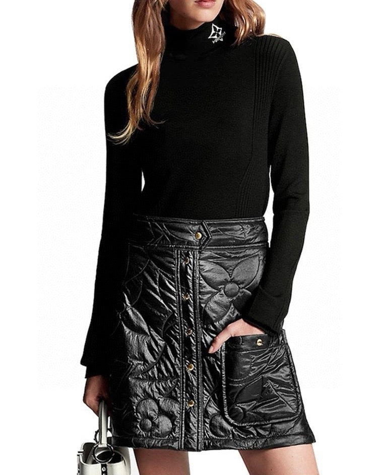 Women's Solid Color Crew Neck Turtleneck Sweater Ribbed Accent Pullover #73976