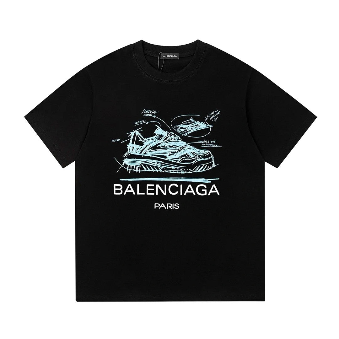 Men's Summer Shoes Printed Graphic Black and White Cotton Short Sleeve T-Shirt #97778