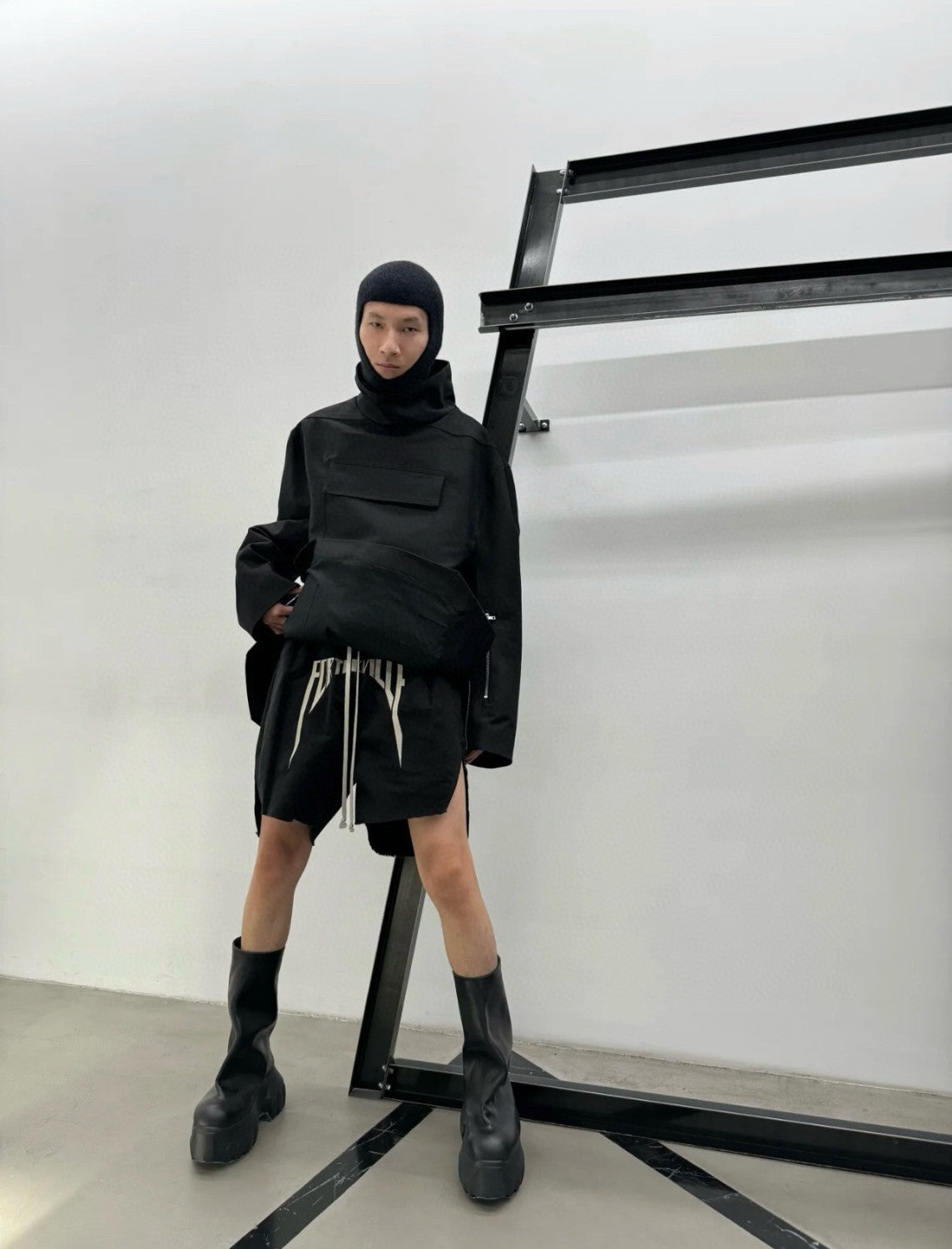 Men's Summer Logo Embroidery Black Washed Casual Cotton Loose Shorts Ngvp #9466