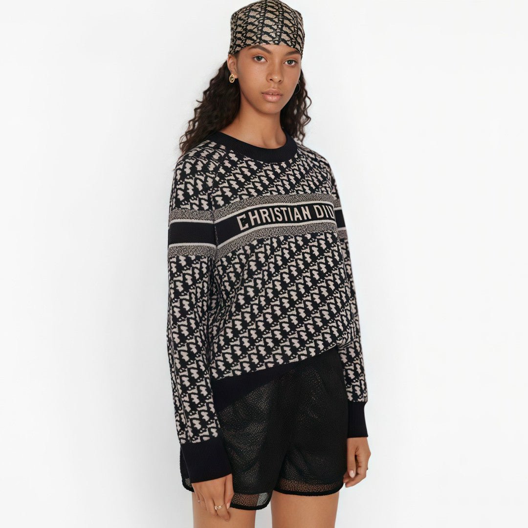 Men's And Women's Fall And Winter Letters Logo Reversible Round Neck Long sleeved Knit Sweater #72749