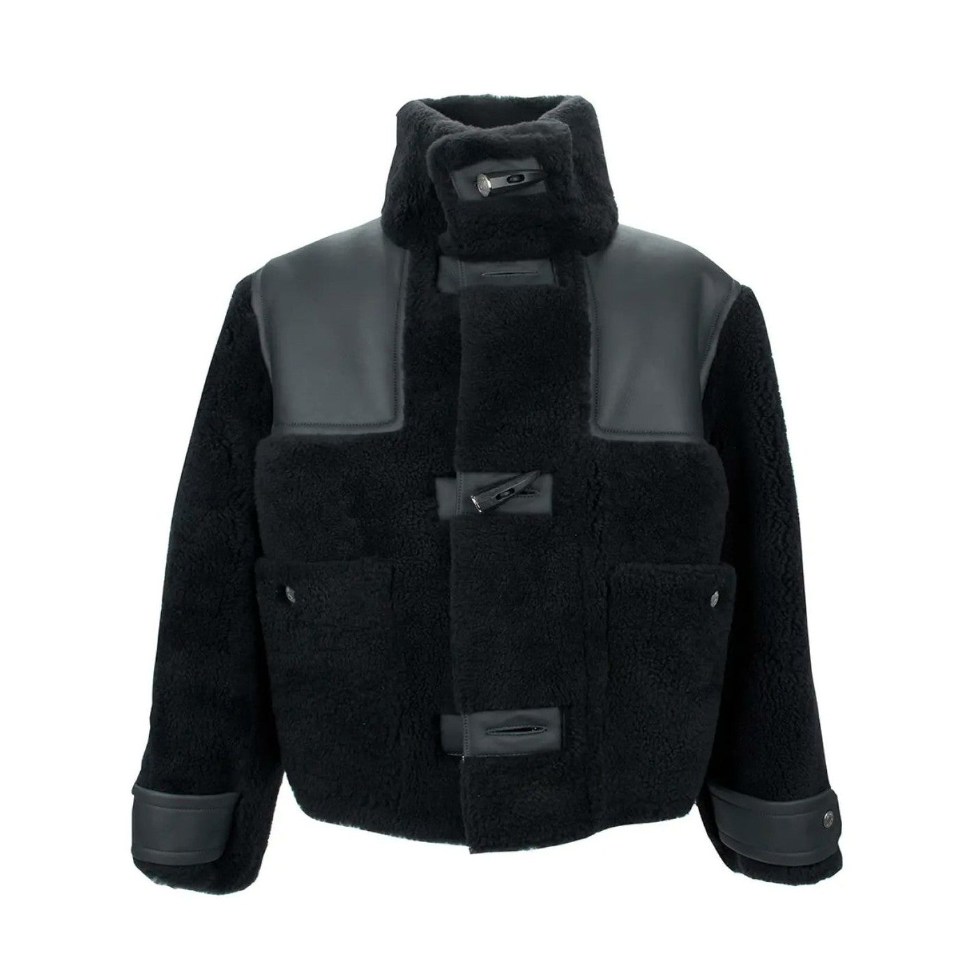 2025 FallWinter Men's High-Neck Vintage Merino Fur Shearling Jacket #83125A