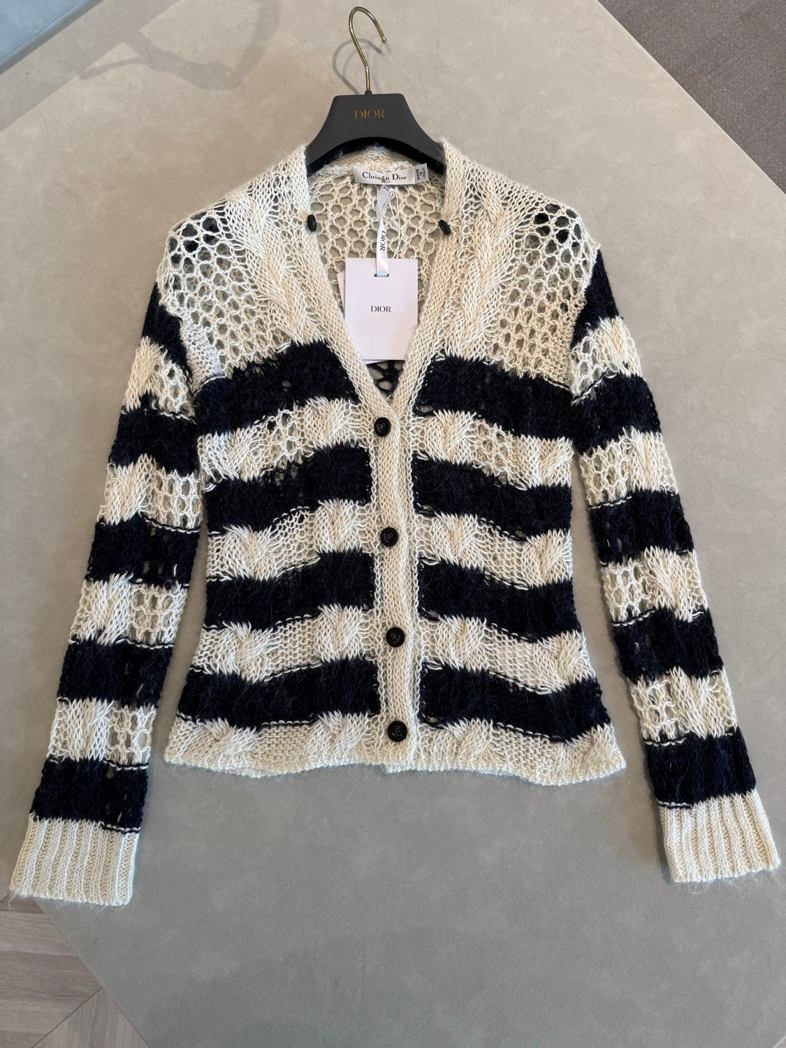 Women's Detachable Collar Mohair Striped Spring/Fall Long-Sleeve Knit Sweater Marini¨¨re Cardigan Ngvp #2373