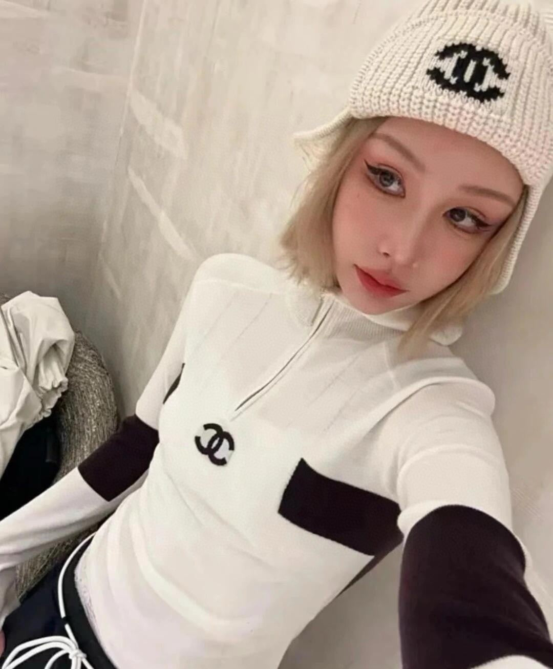 Women's Autumn and Winter Logo Decoration Color Blocking Long Sleeve Pullover Knitted Sweater #74616