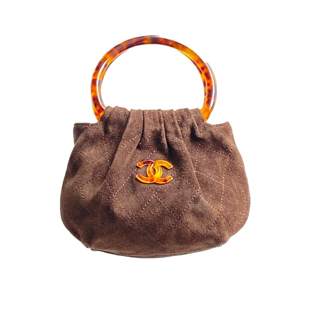26C Women's Tortoiseshell Acrylic Handbag with Gold Metallic Ingot Design and Suede Finish #83224A
