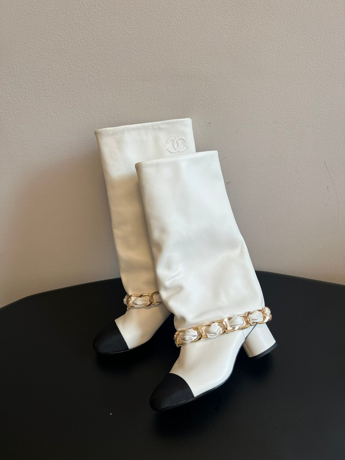 CC Women's Solid Color Round Toe Leather High Top Riding Boots Shoes #77819