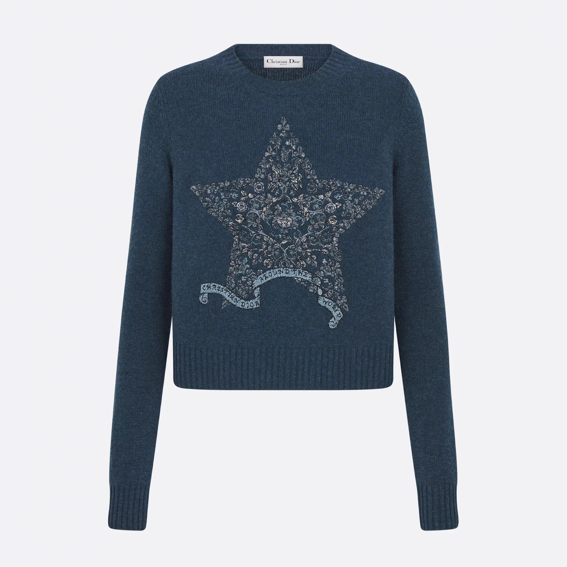 Women's Spring and Autumn Star Embroidery Pattern Cashmere Knit Crew Neck Sweater #74584