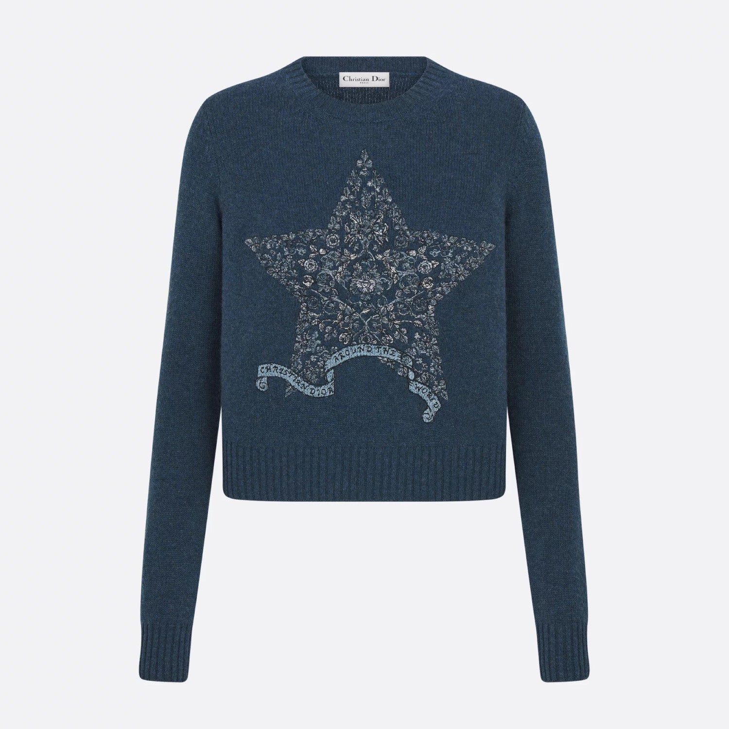 Women's Spring and Autumn Star Embroidery Pattern Cashmere Knit Crew Neck Sweater #74584