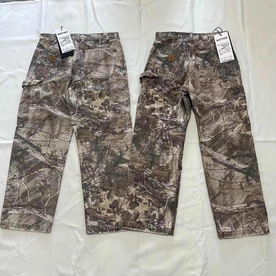 Enfants Riches Deprimes Men's Autumn And Winter Pattern Printed Zipper Slim Low Waisted Camouflage Aged Casual Work Pants Ngvp #7732