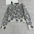 Women's Fall And Winter Sequin Cashmere Sweater Camellia Logo Jacquard Knit Pullover Sweater Knitted #71656
