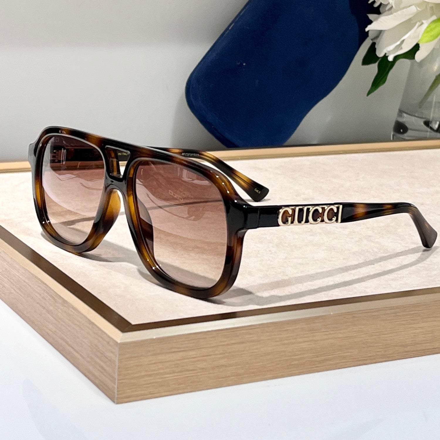 Men's Logo Engraved Irregular Shape Cover-up Styling Sunglasses Eyeglasses Glasses #73176