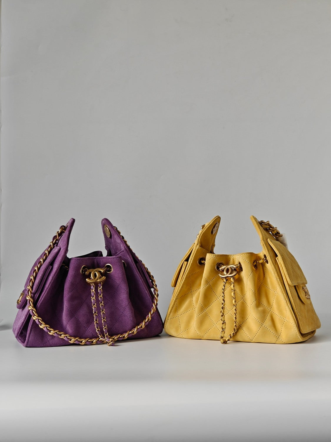 25 Women's Mini Handbag in Suede Calfskin and Gold-Plated Hardware #83167A