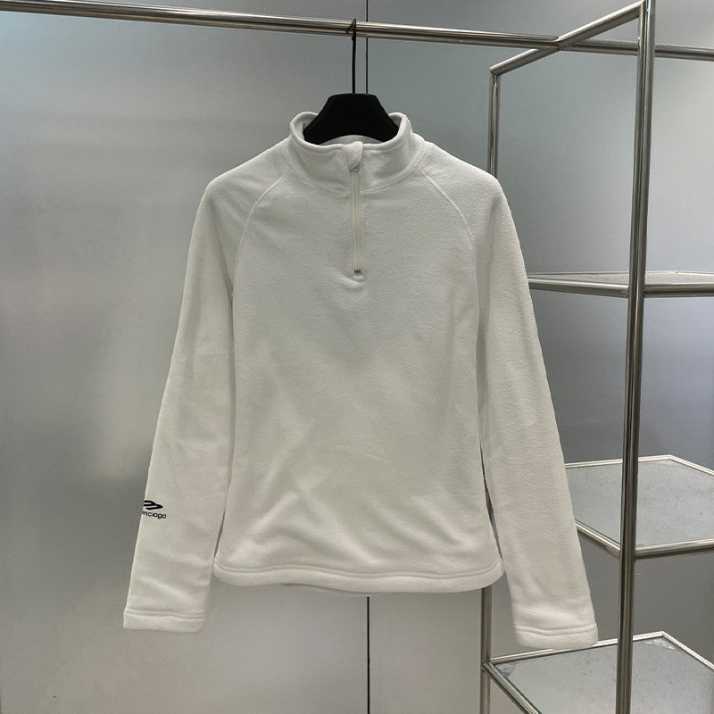 Women's 3B Sports Icon Half Zip Solid Color Fitted Top Logo Printed Pullover Long Sleeve Sweatshirt #71757