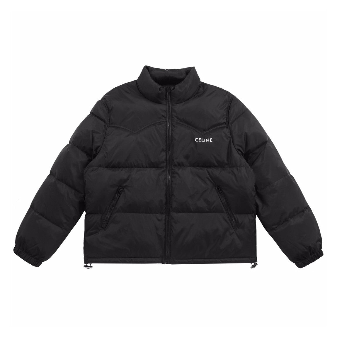 Men's And Women's Autumn And Winter Solid Color Embroidered Logo Collar Zipper Long Sleeved Down Jacket #72341