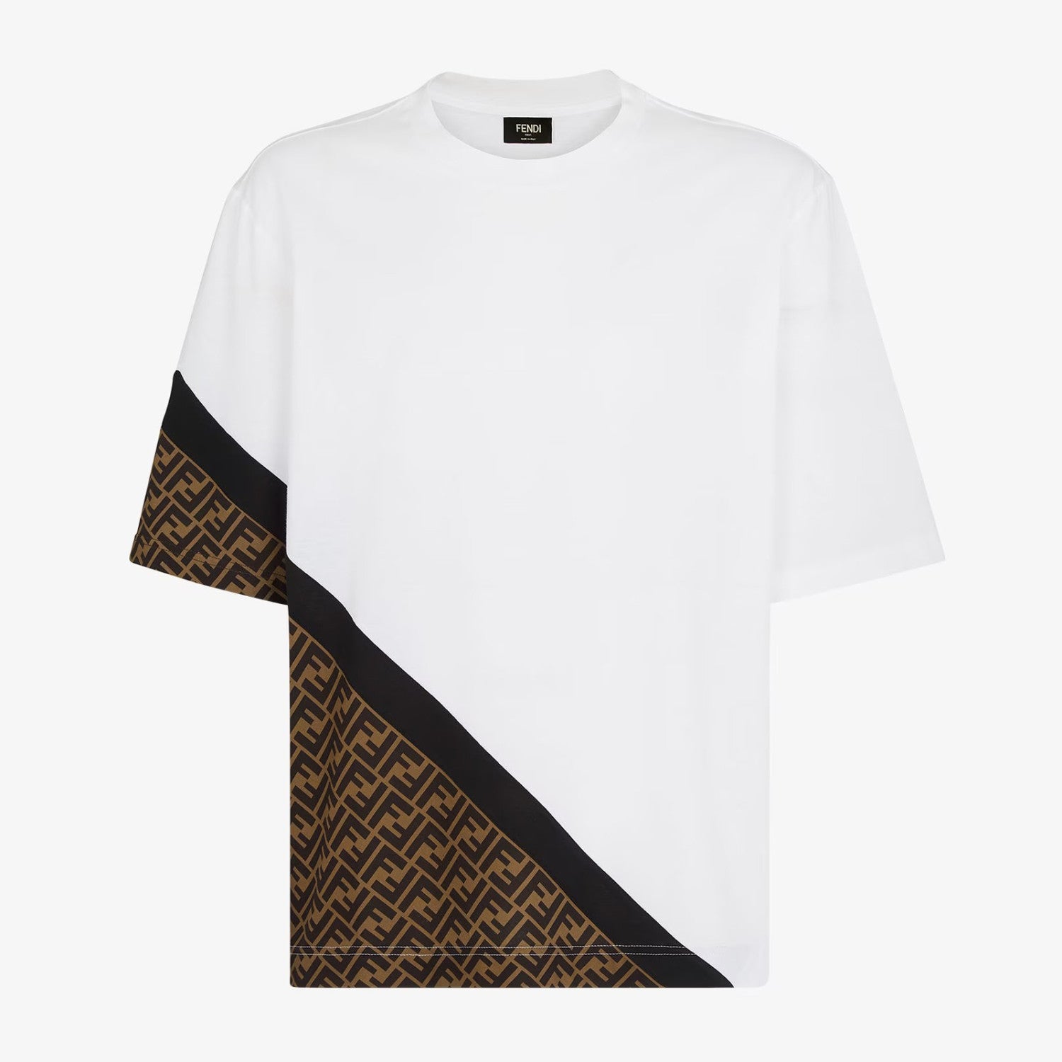 Fendi Men's And Women's Summer FF Inlays Color Collision Round Neck Cotton Short Sleeve T-shirt #98511