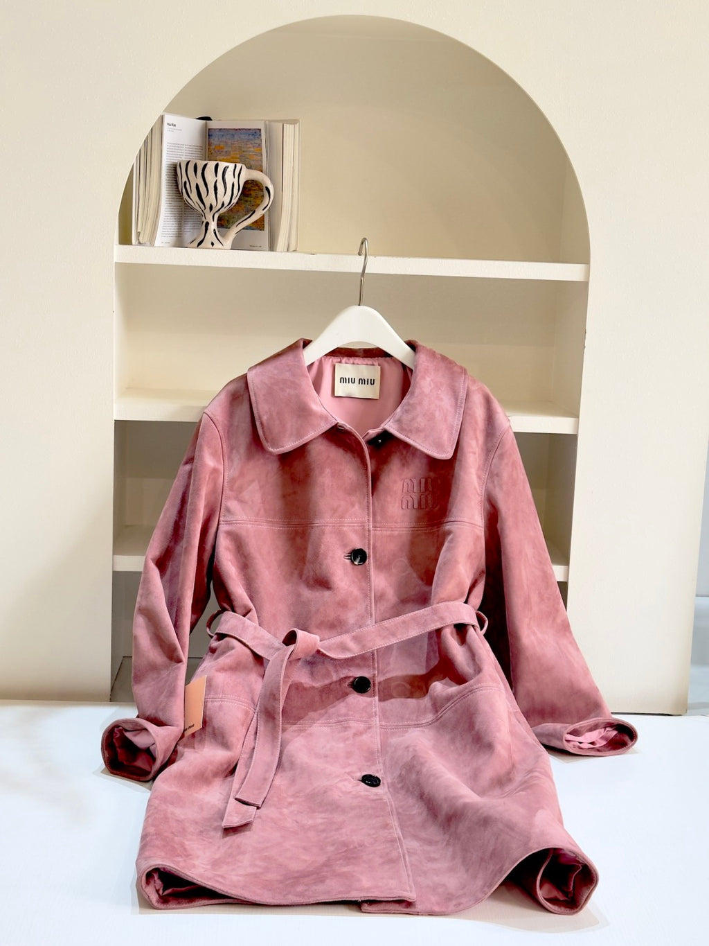 Women's Solid Color Logo Lapel Suede Single Breasted Pants Coat Jacket #72796