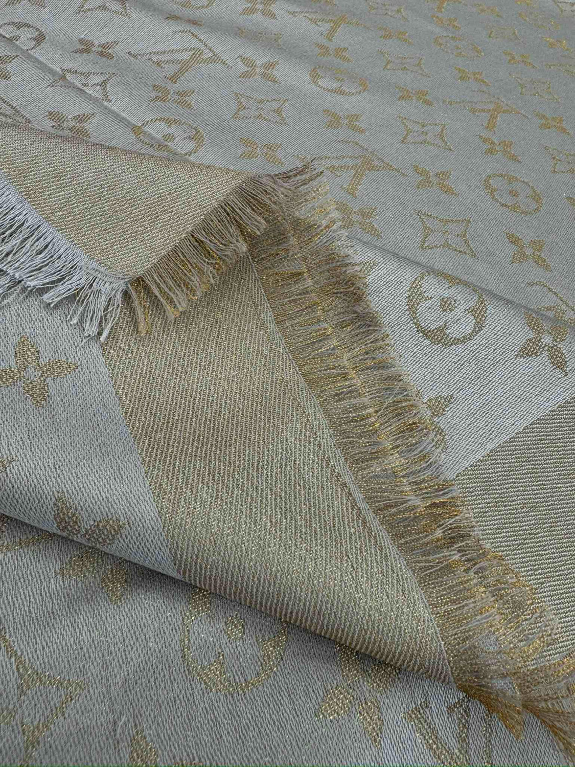 Women's Solid Color Logo Monogram Jacquard Wool Shawl Scarf #73232