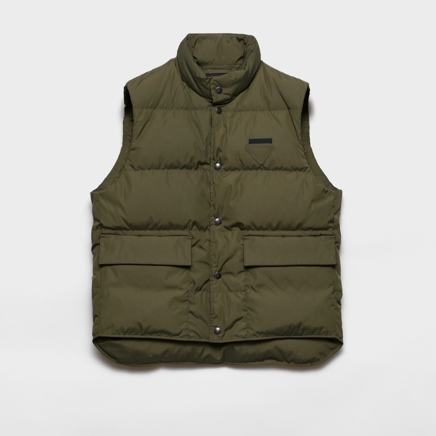 Men's Fall/Winter Fashion Casual High Neck Single Button Solid Color Logo Triangle Patch Decorated Vest #79331