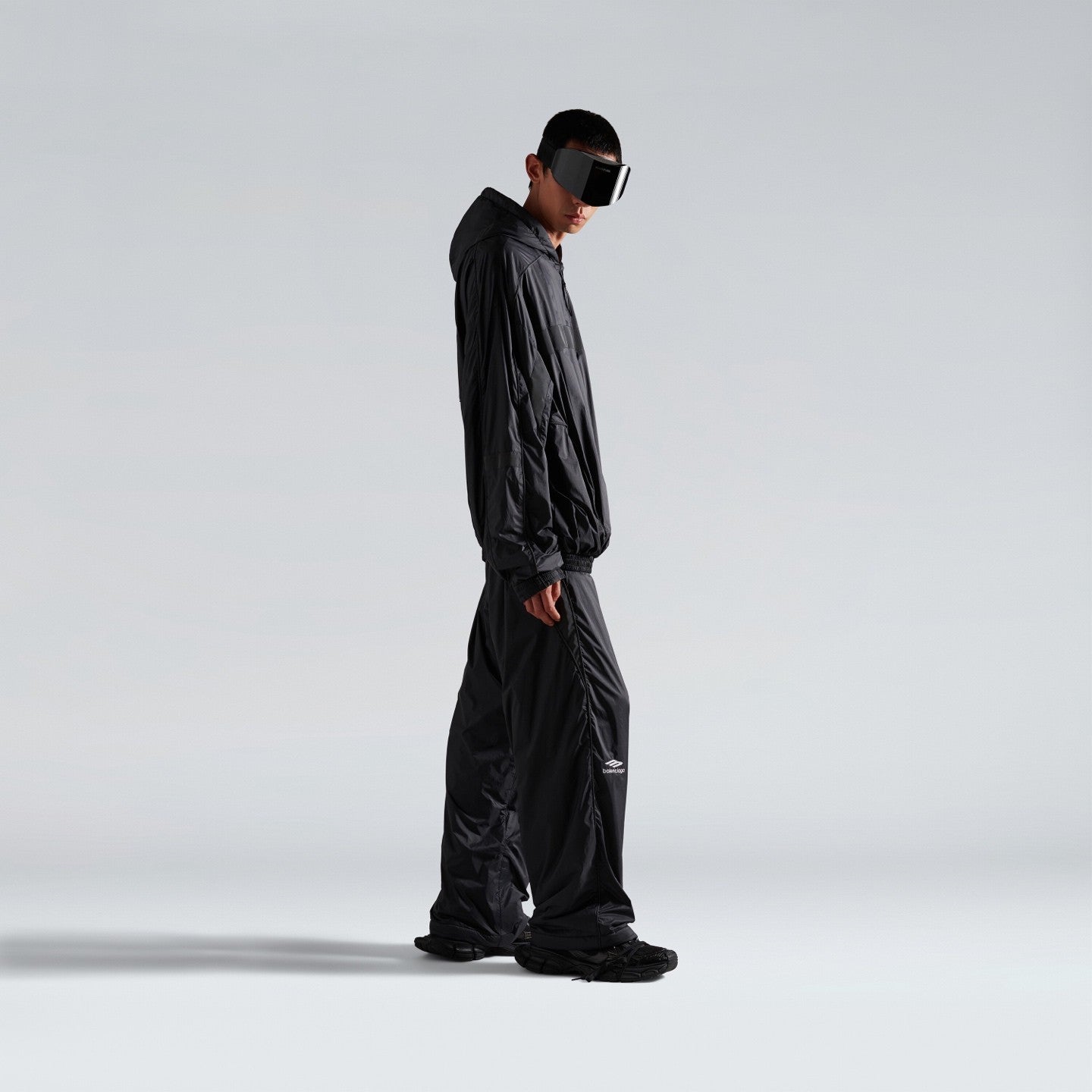 26SS Early Spring Technology Nylon Color-Blocked Drawstring Fleece Warm Climbing Ski Loose Straight Casual Long Pants #194273