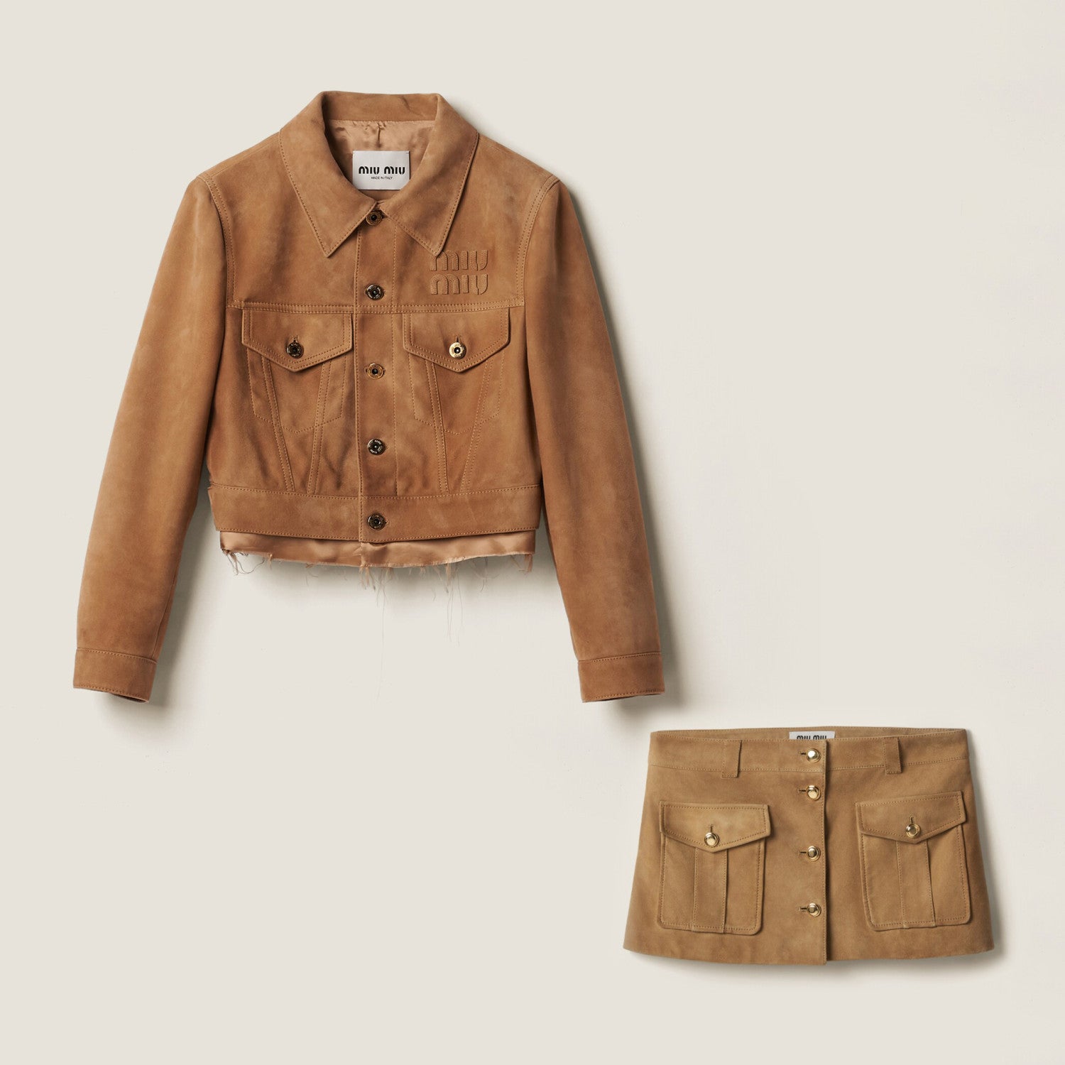 Women's Spring and Autumn Letter Printed Lapel Suede Single Breasted Long Sleeve Jacket Short Skirt Set Suit #72519