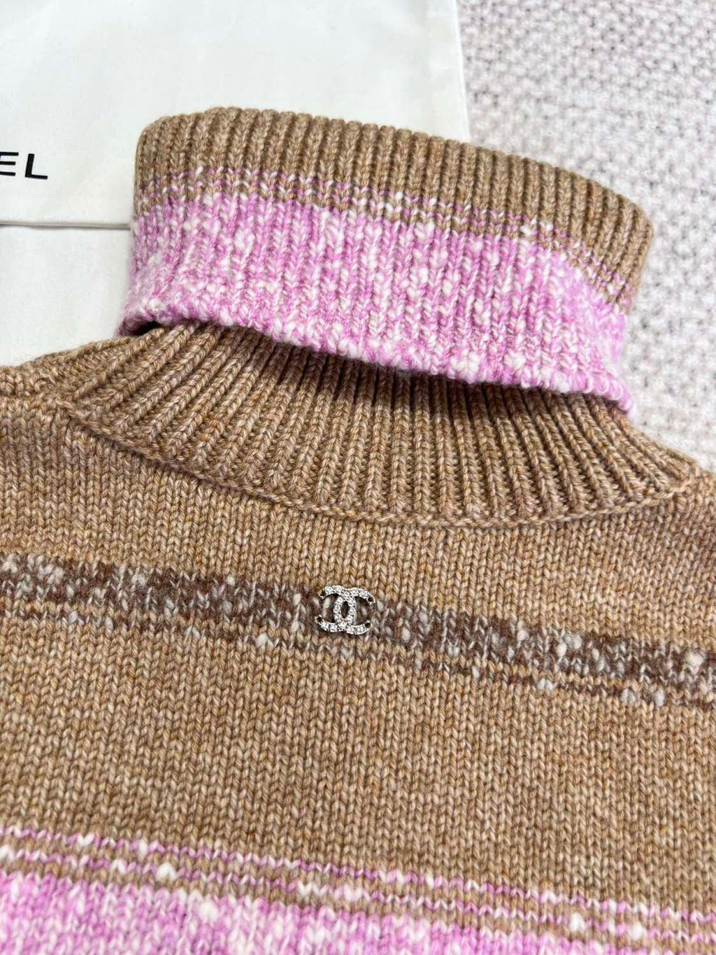 Women's Autumn and Winter Color Blocking High Neck Cashmere Long Sleeve Sweater #74967