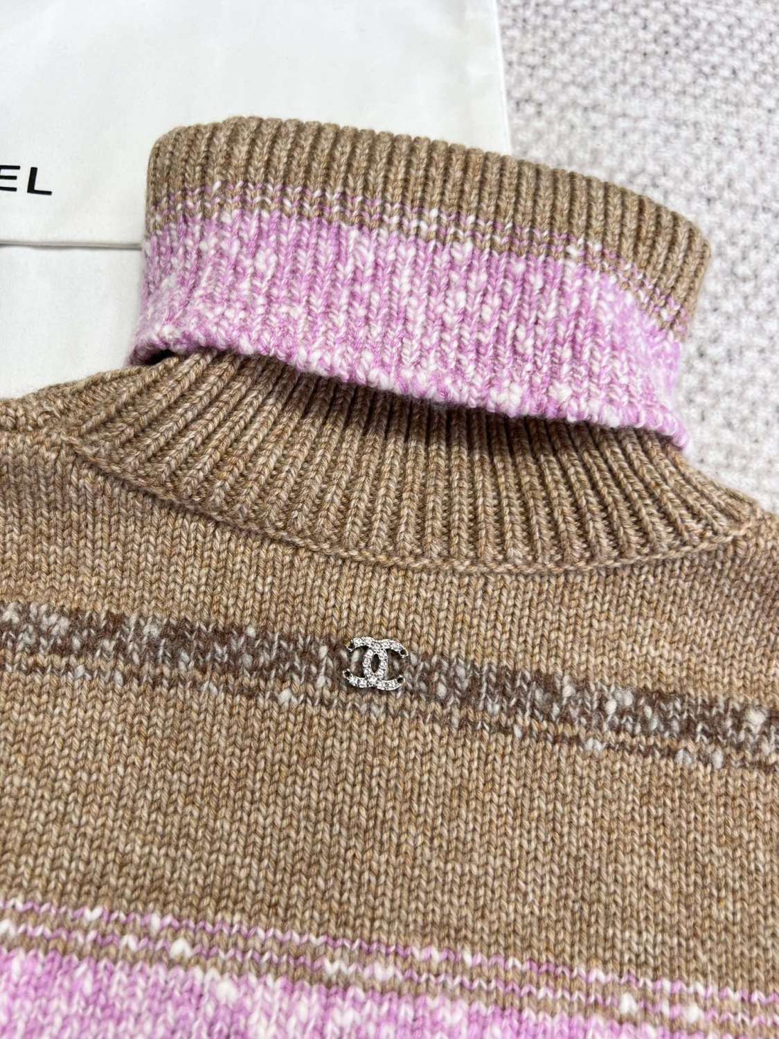 Women's Autumn and Winter Color Blocking High Neck Cashmere Long Sleeve Sweater #74967