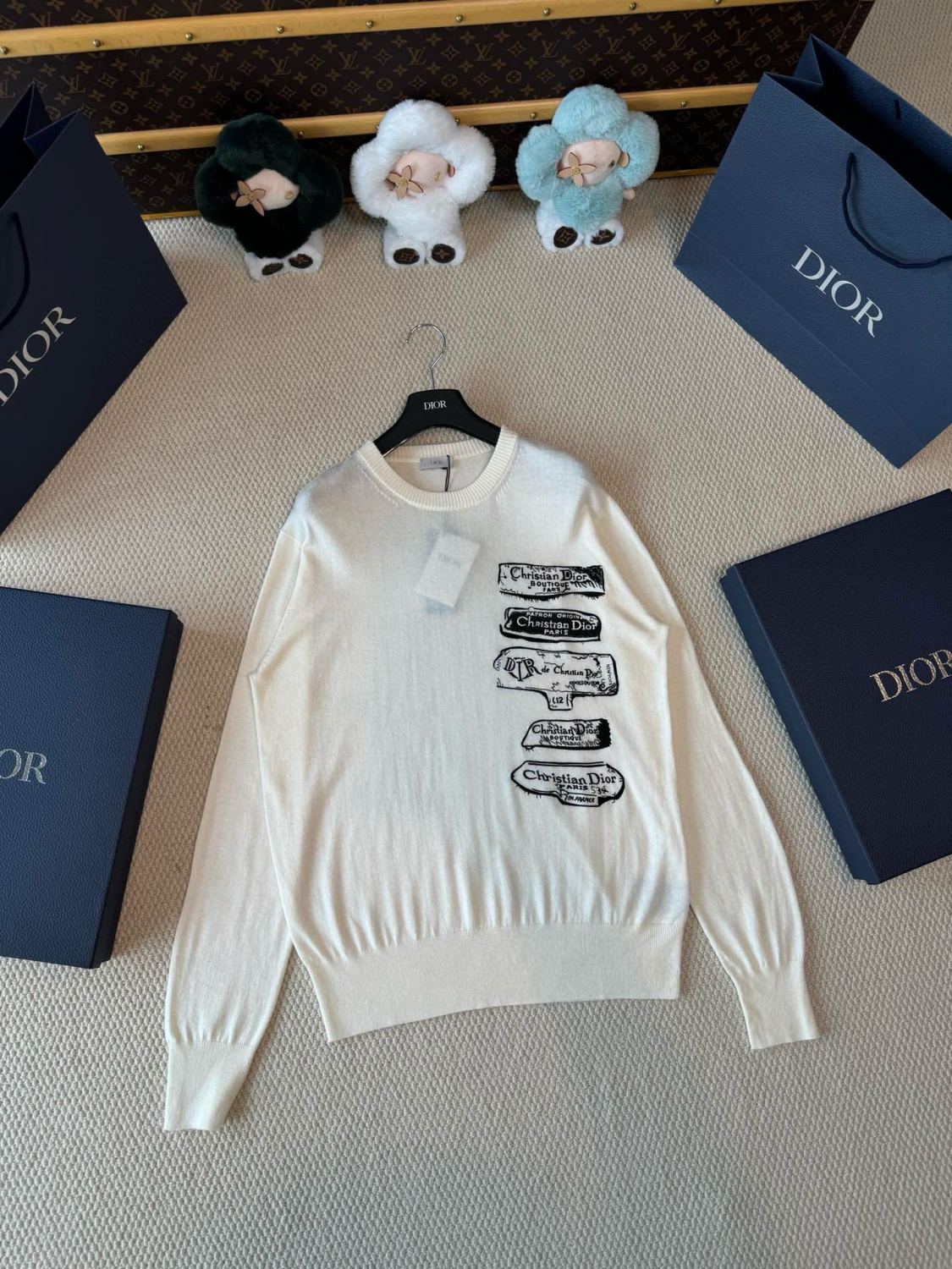 CD Men's Spring and Autumn Solid Color Pattern Printed Ribbed Round Neck Long Sleeve Sweater #74315