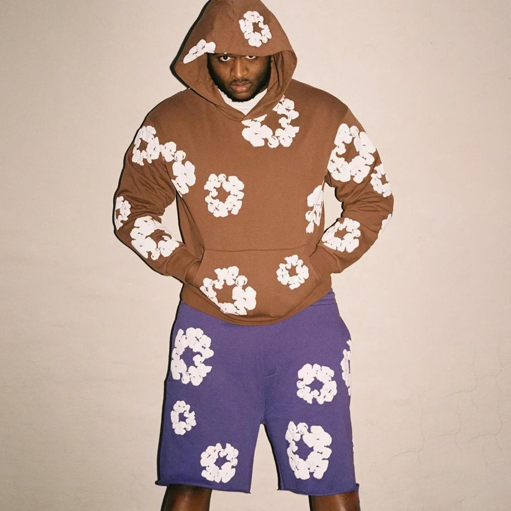 Denim Tears Men Women Spring Summer Trend High Street Kapok Flower Casual Cotton Loose Shorts Fashion Pants Ngvp #8876