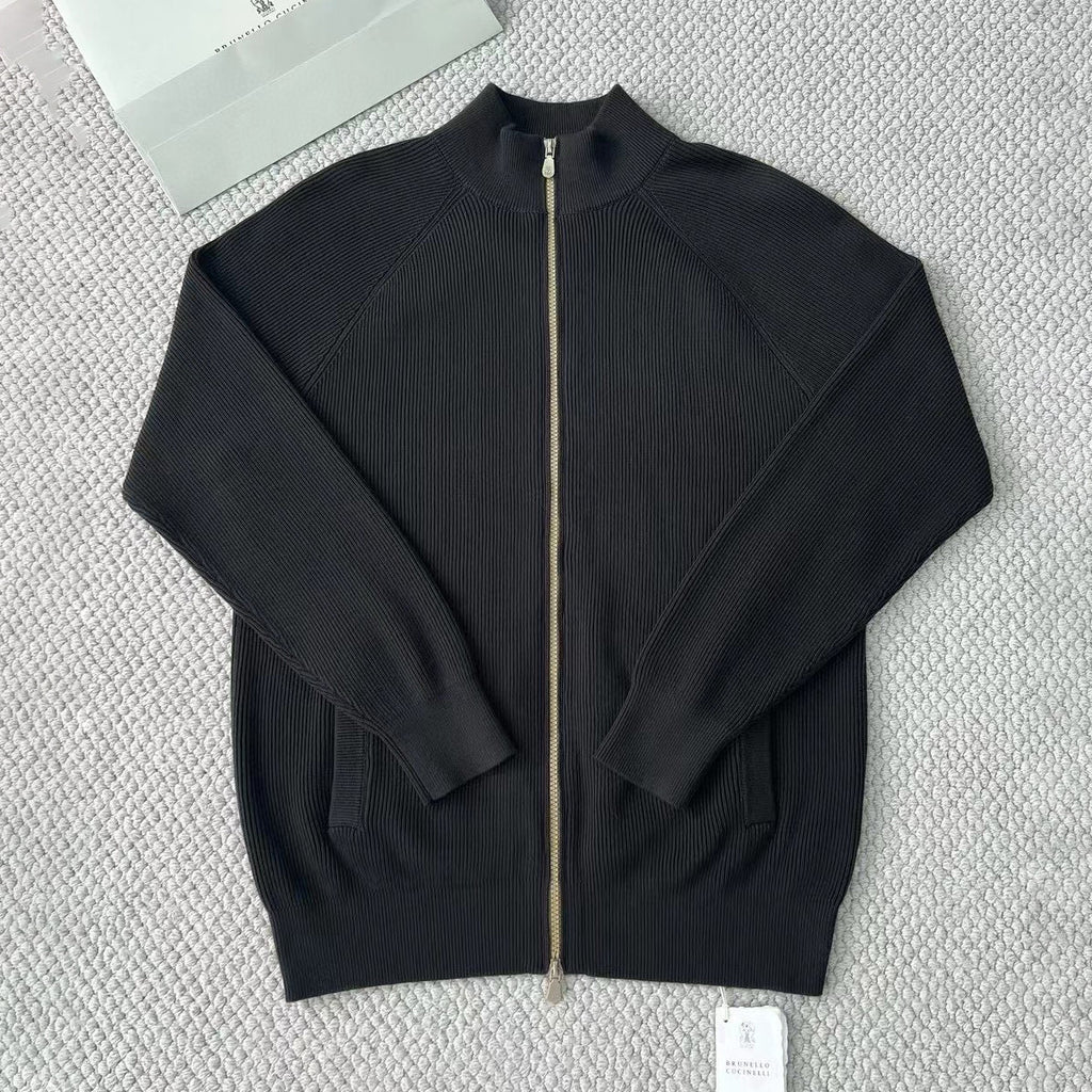 BC Men's Fall/Winter Fashion Casual Solid Color High Neck Double Zip Knit Cardigan #79221