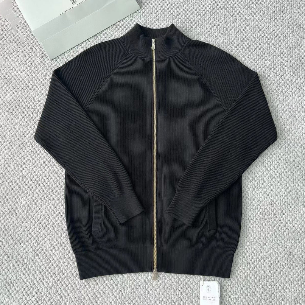 BC Men's Fall/Winter Fashion Casual Solid Color High Neck Double Zip Knit Cardigan #79221