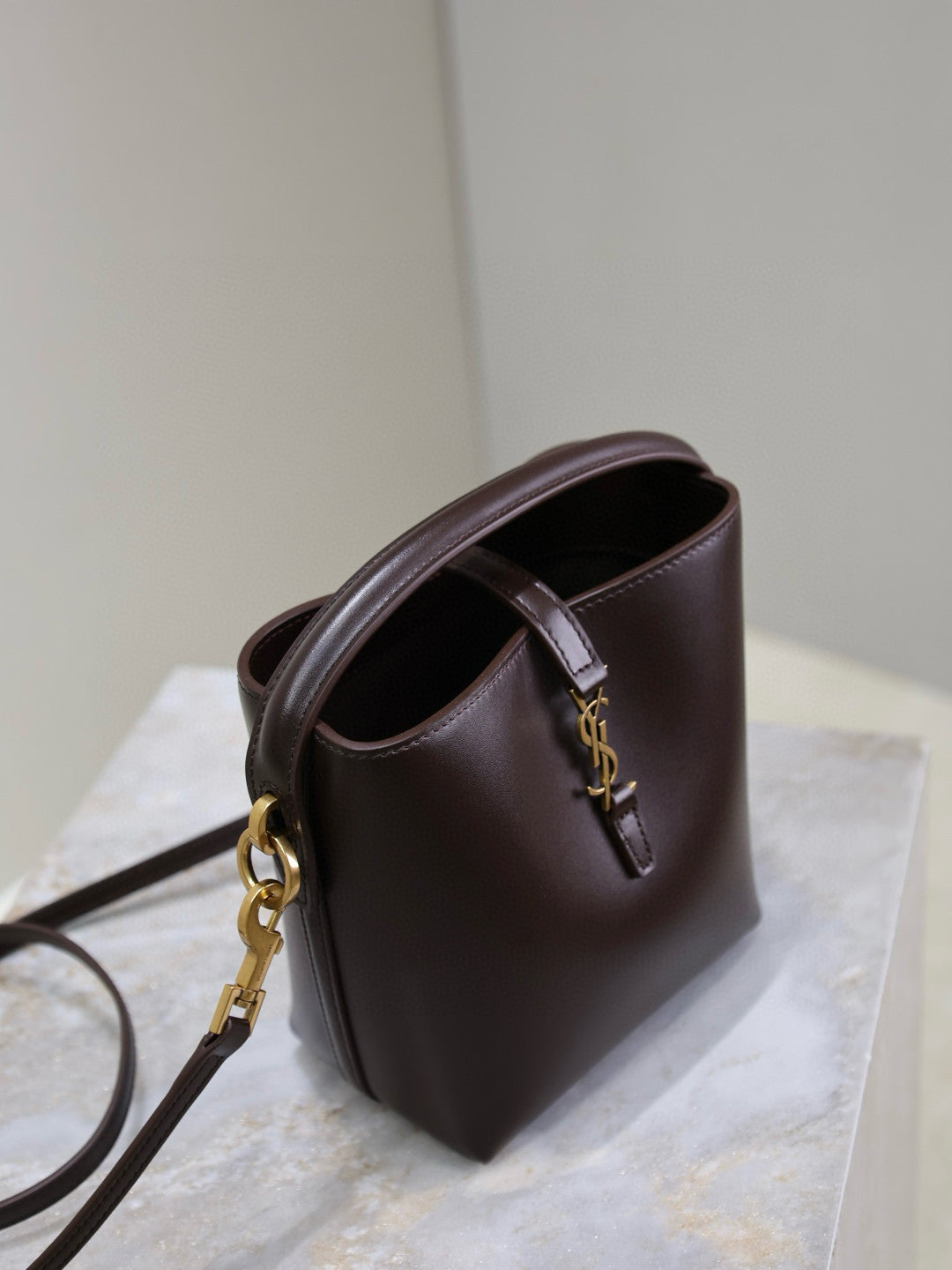 YS Women's LE 37 Logo Hook Buckle mini Small Glossy Solid Color Bucket Bag Suede Leather Handbags Casual Bags 7490362R20W9207 #81334