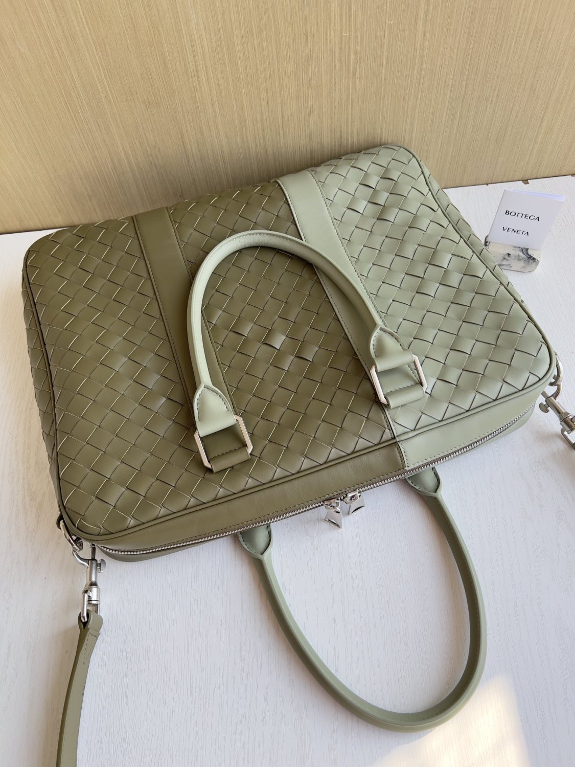 BV Intrecciato Men's Two Tone Adjustable Detachable Shoulder Strap Woven Calfskin Briefcase Handbag Bag Bags #77474