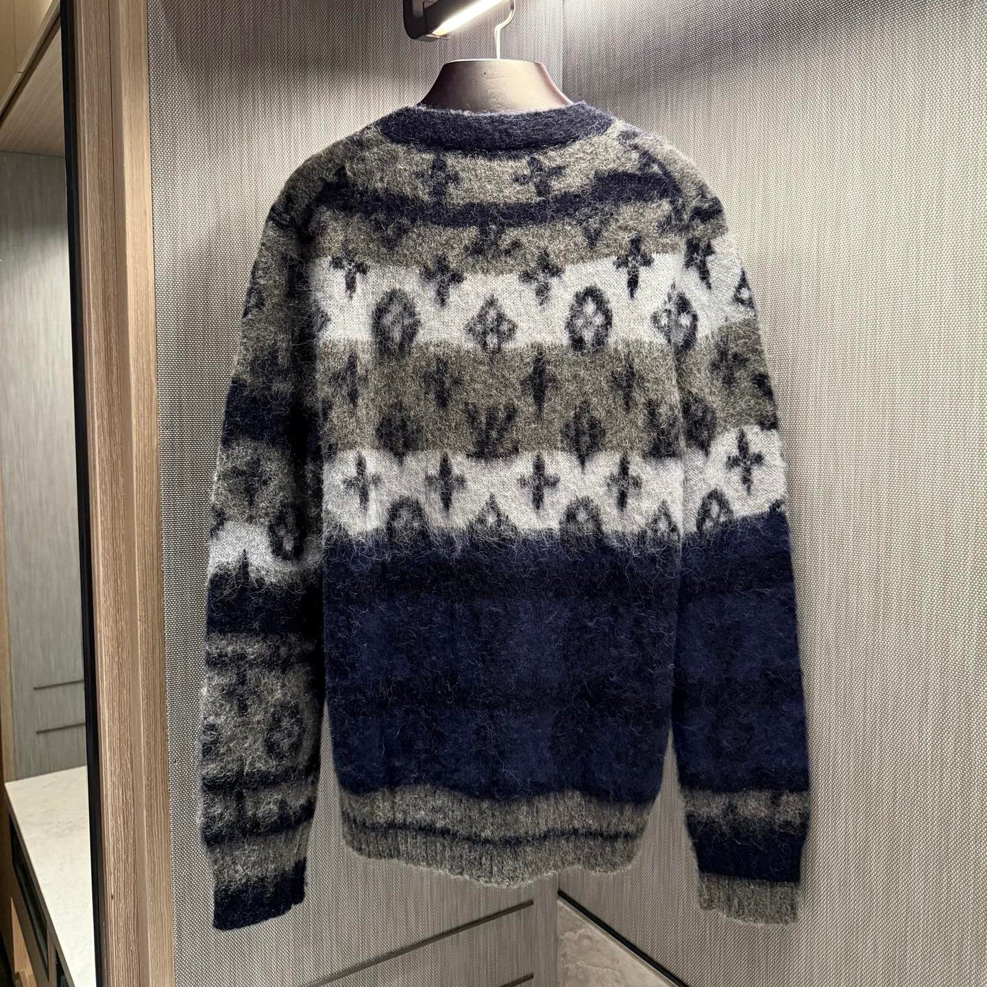 MONOGRAM Men's Fall/Winter Fashion Casual V Neck Single Button Classic Print Oversized Sweater Cardigan #79411