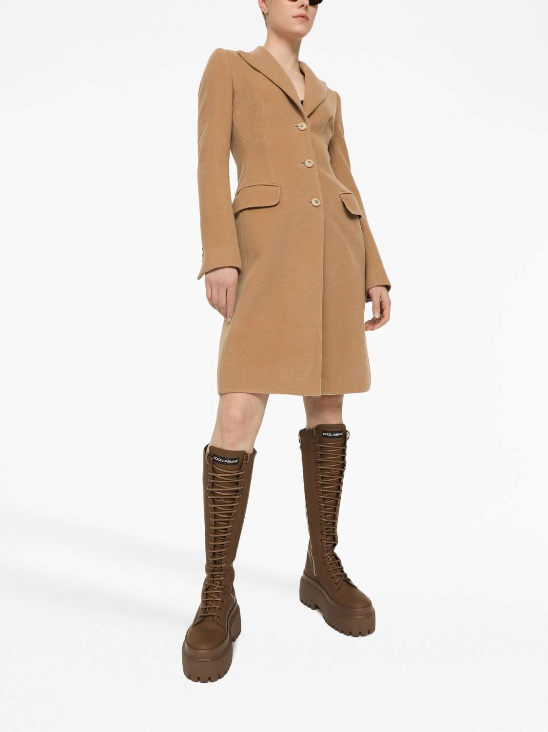 Women's Autumn And Winter Solid Color Wool Single Breasted Medium Length Long Sleeve Coat Ngvp #8955