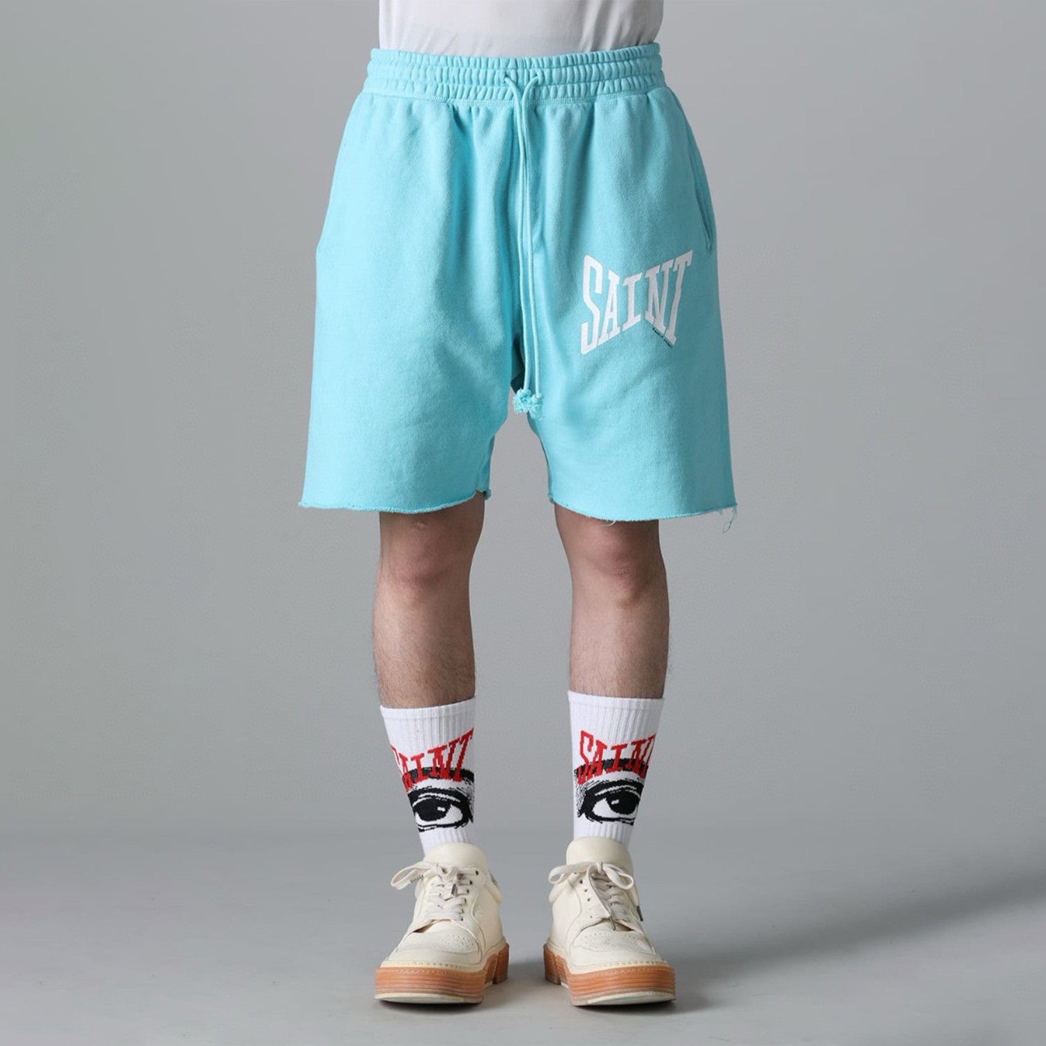 Men's And Women's Retro Color Blocked Fashionable High Street Trendy Casual Elastic Waist Drawstring Shorts  Ngvp #9239