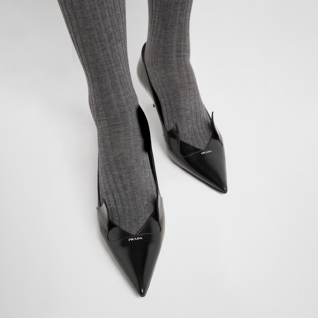 PR Two-tone Brushed Leather Pumps Fashionable And Luxurious Pointed-toe High Heels  Shoes With Elegant Heel Height Of 5.5 Cm #81395