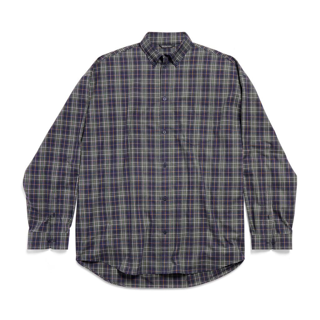 Men's Spring And Fall Color Blocking Plaid Single Breasted Cotton Long Sleeved Shirt #98918
