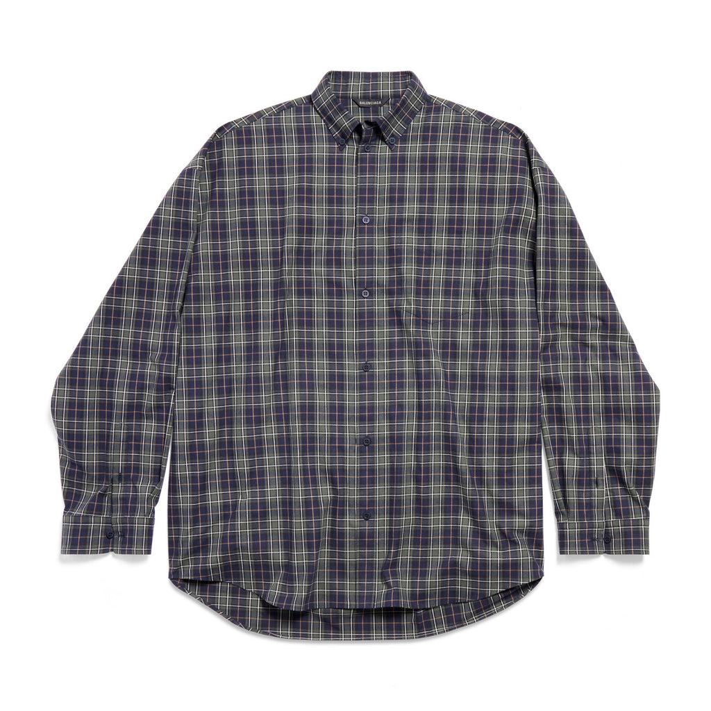 Men's Spring And Fall Color Blocking Plaid Single Breasted Cotton Long Sleeved Shirt #98918
