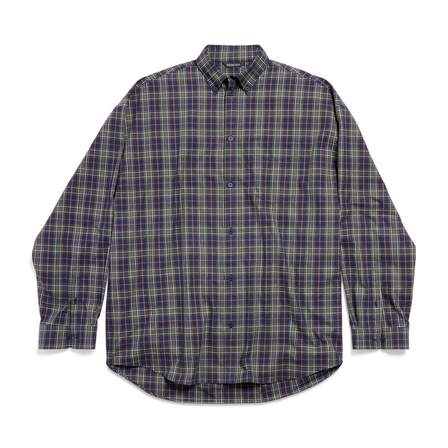 Men's Spring And Fall Color Blocking Plaid Single Breasted Cotton Long Sleeved Shirt #98918