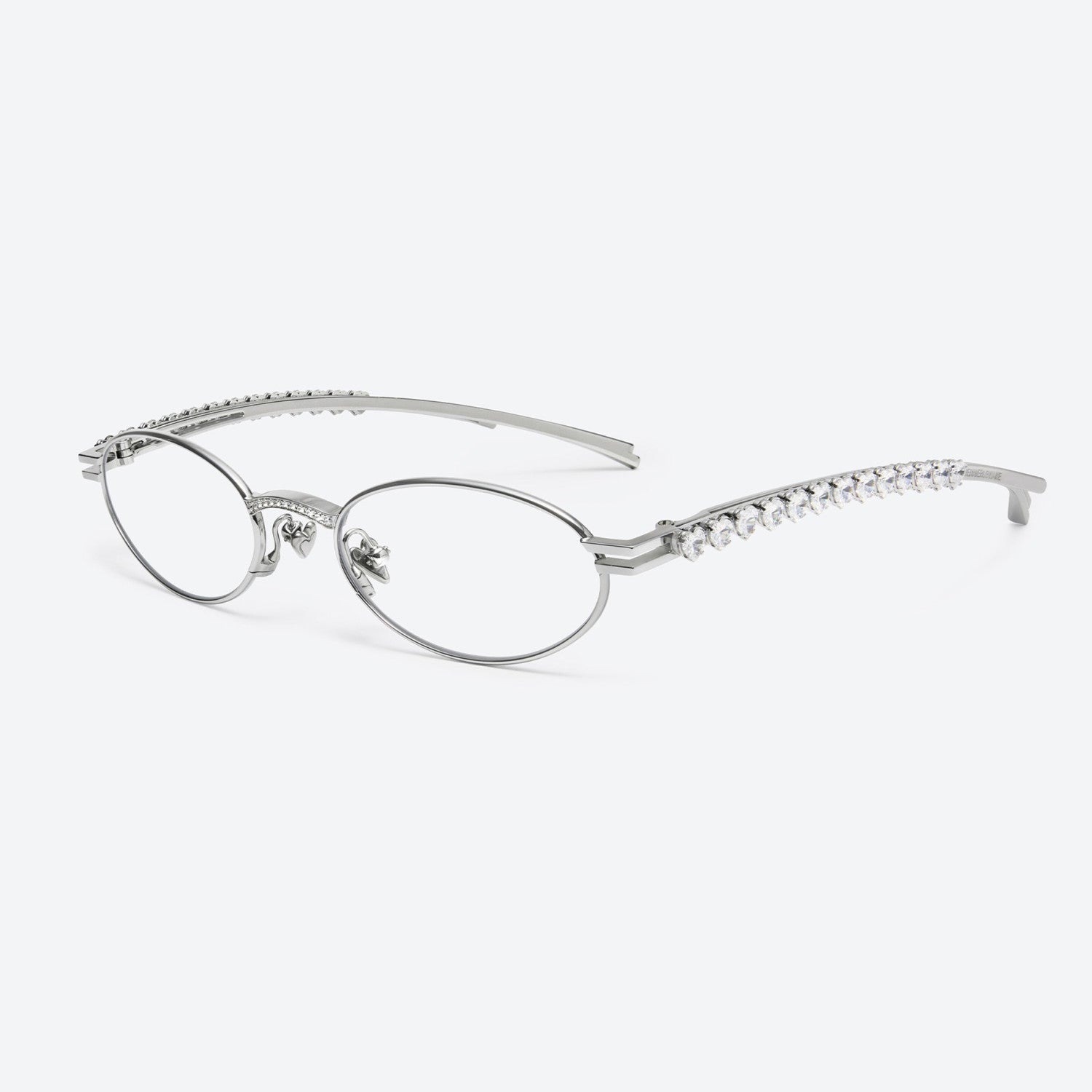 Gentle Monster Jennie - Barrette 02 Women's Fashion Jentle Salon Collection Sunglasses Oval Silver Diamond Metal Frame Trendy Eyewear Glasses  Accessories Ngvp #9242