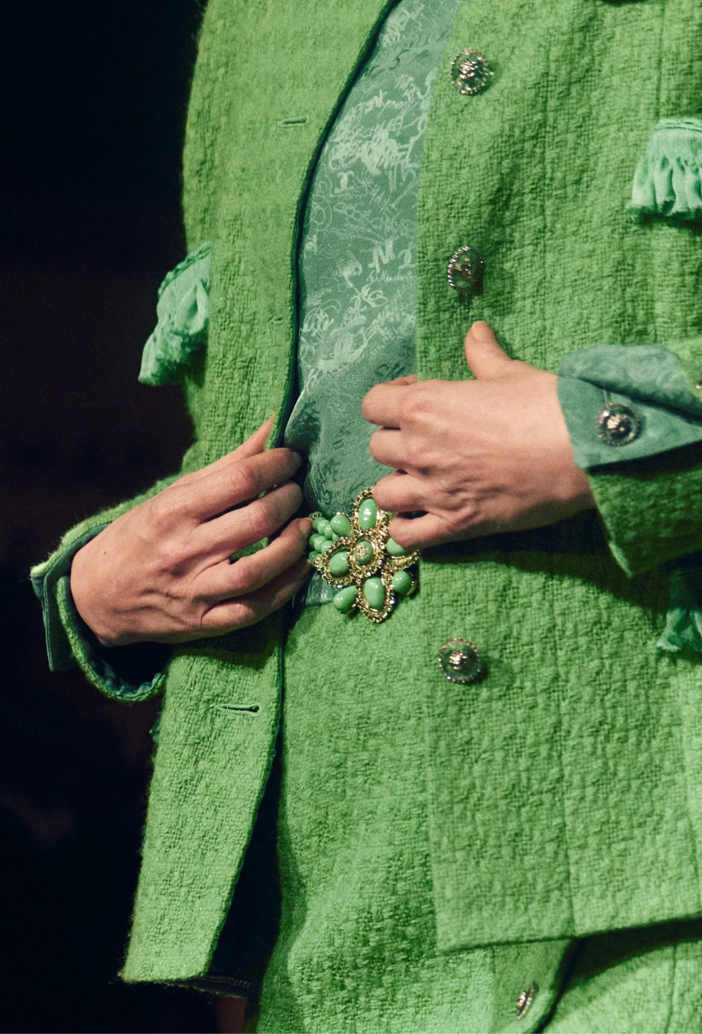 Women's Spring & Autumn Solid Color Embroidery Wool Tweed Single Breasted Multi-Pocket Long Sleeve Jacket Coat Ngvp #8816