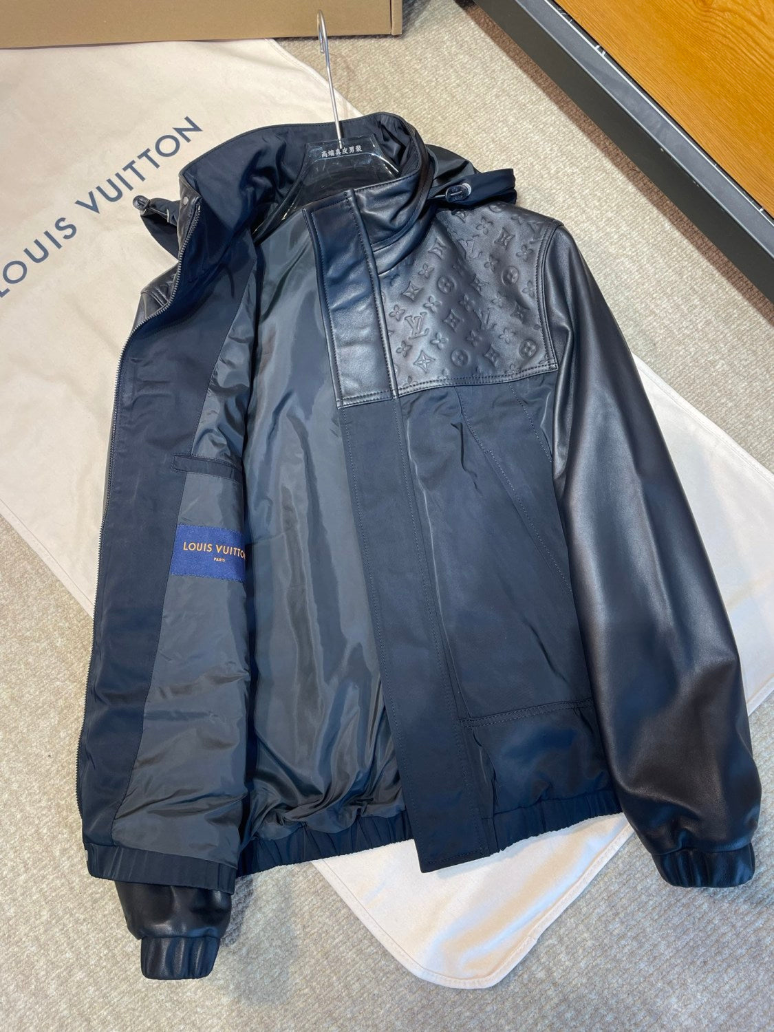 Men's LV 2026 New Collection Patchwork Leather Jacket Coat #82553A