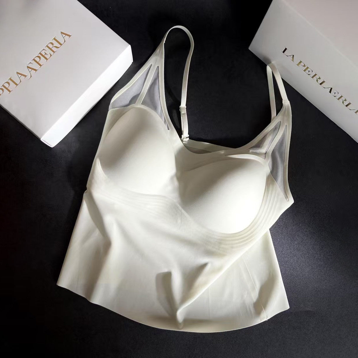 Laperla Women's Comfortable Seamless Silk Lined Bra Pads with Thin Straps  Beautiful Back Design  High-Stretch Breathable Underwear #78499