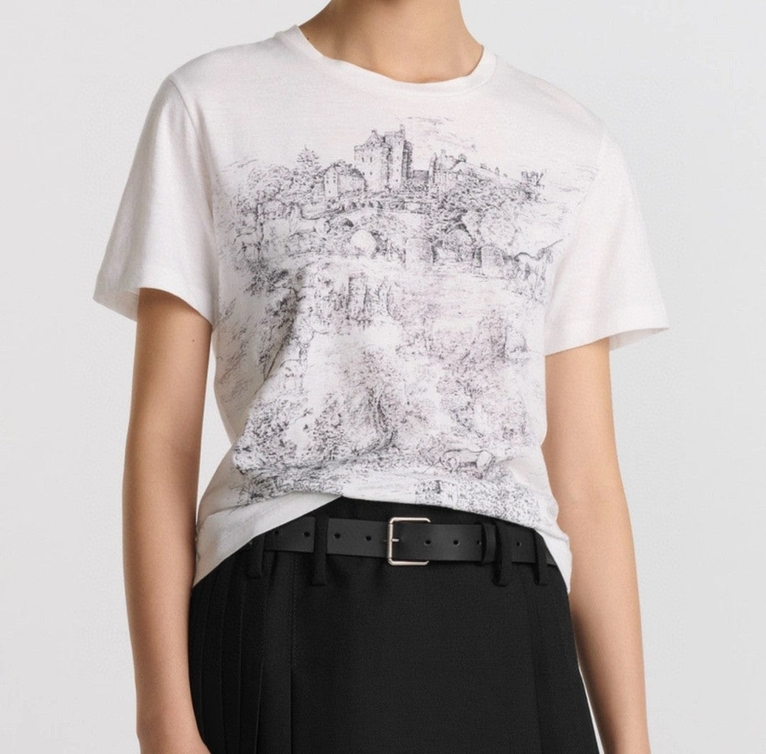 Women's Spring/summer Fashion Holiday Printed T-shirt Round Neck Casual Short Sleeved Top #74234