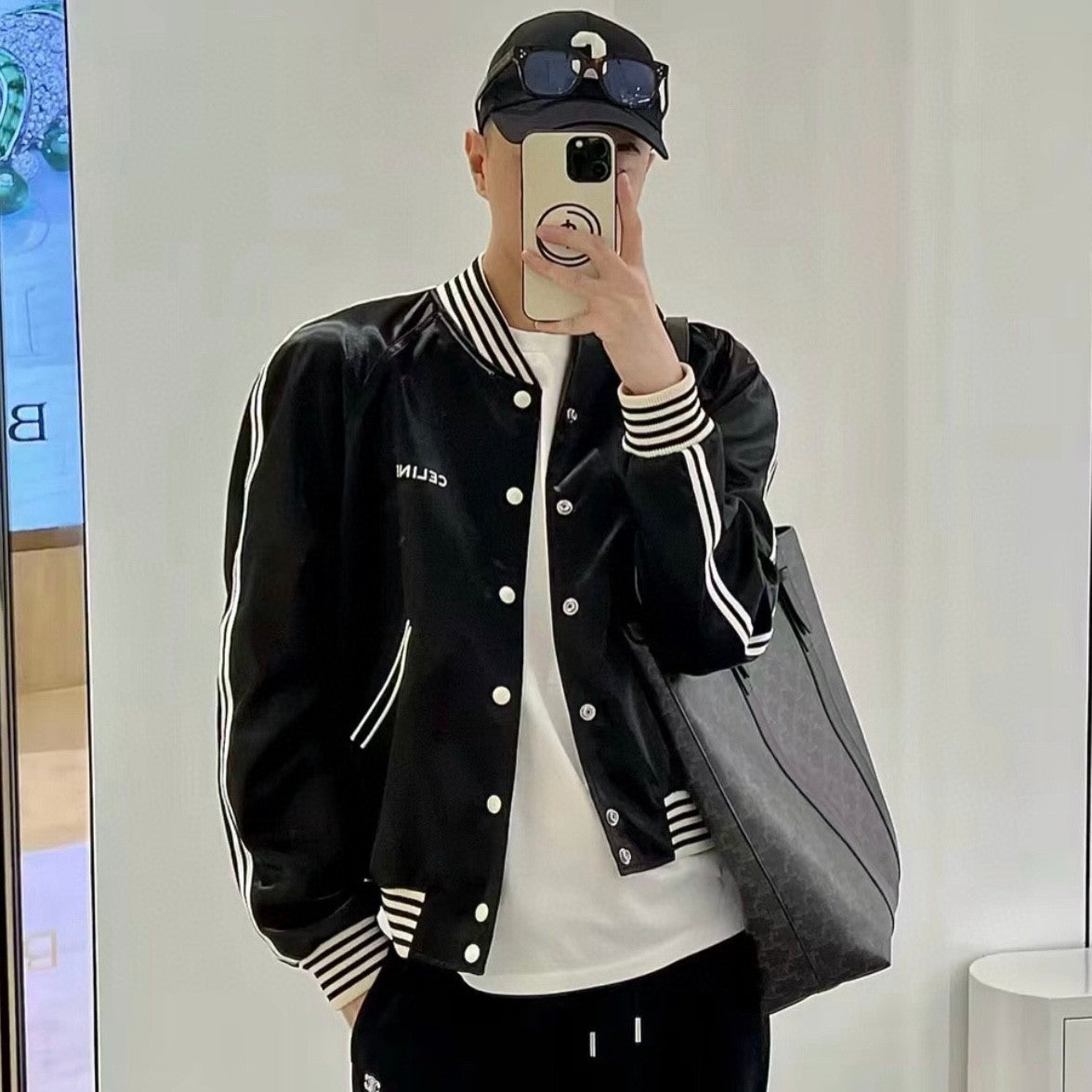 Men's Spring/Autumn Striped Trimmed Single Breasted Long Sleeve Jacket #72339